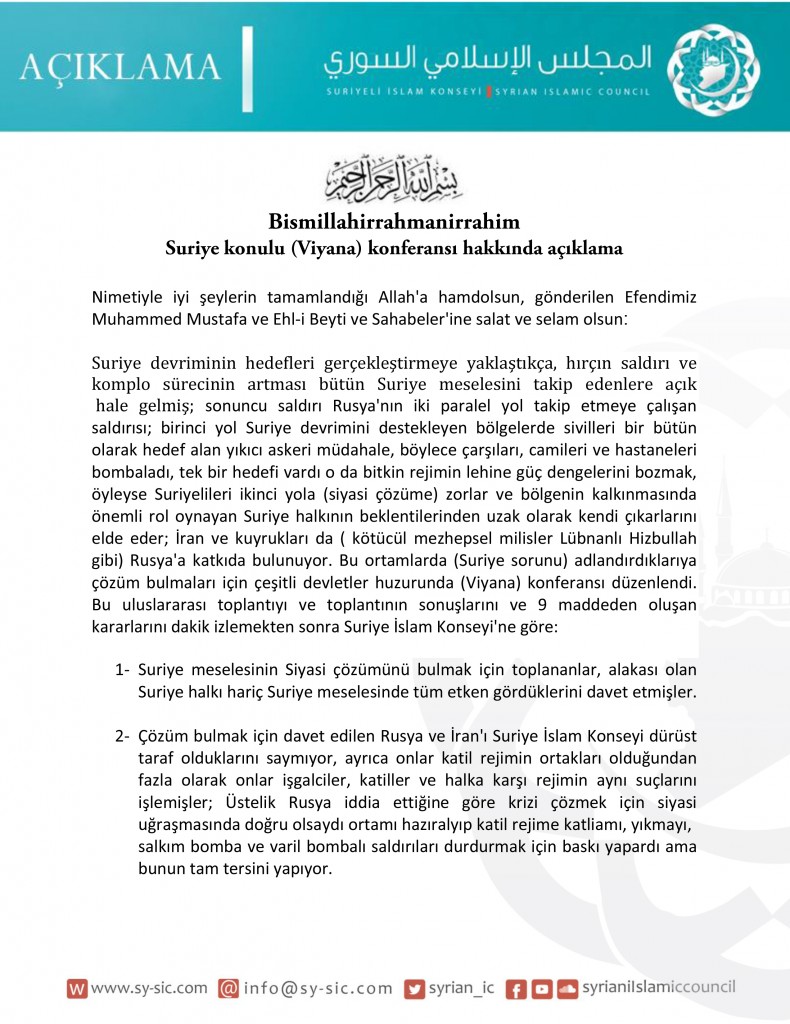 Suriye konulu (Viyana) konferansı hakkında açıklama1-1